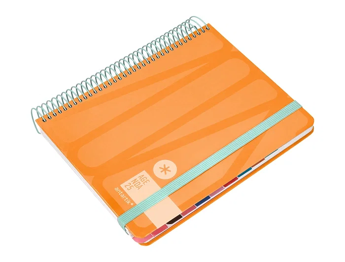 Agenda Espiral Antartik Bold A5+ 2025 Dia Pagina Colores Azul Y Melocoton Surtidos Papel 80 gr 8 unidades