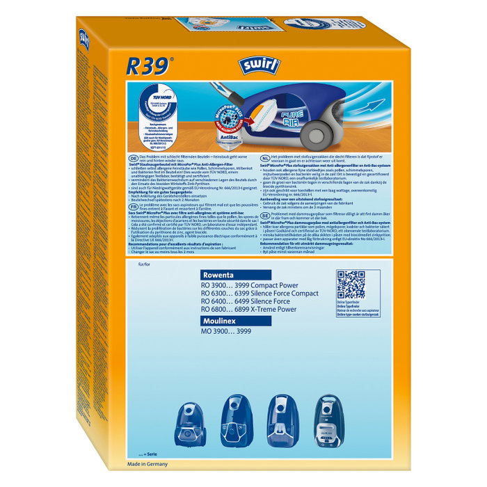 Swirl R 39 EcoPor - Pack de 4 bolsas para aspiradora
