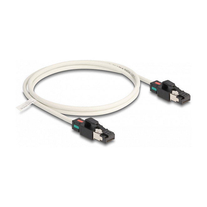 DeLOCK Cable de red Cat6a S/FTP con clips de color de 1 m, blanco DeLOCK Cable de red Cat6a S/FTP con clips de color de 1 m, blanco