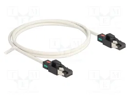 DeLOCK Cable de red Cat6a S/FTP con clips de color de 1 m, blanco