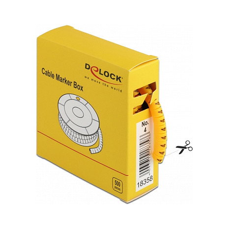 DeLOCK Caja de marcadores de cables Nr: 4 amarillo 500 unidades