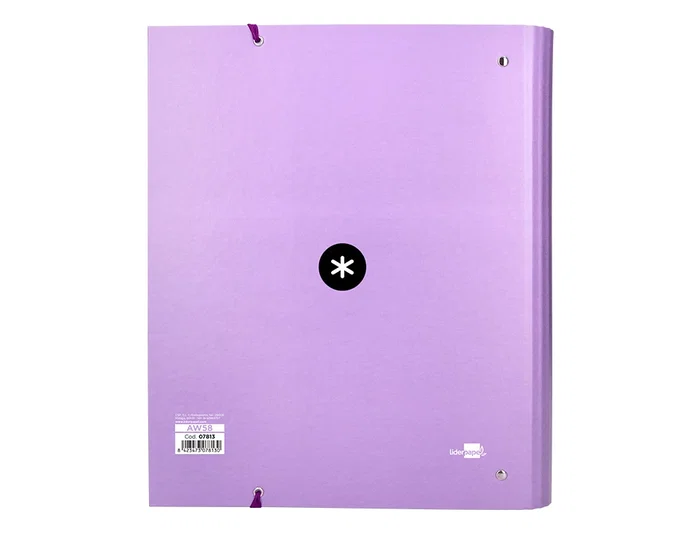 Antartik Carpeta con Recambio A4 Cuadro 5mm Forrada 4 Anillas 40mm Redondas con Solapa Color Lavanda
