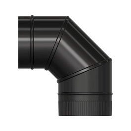 WOLFPACK LINEA PROFESIONAL Codo Estufa Liso Vitrificado Negro 90º Ø 175 mm.