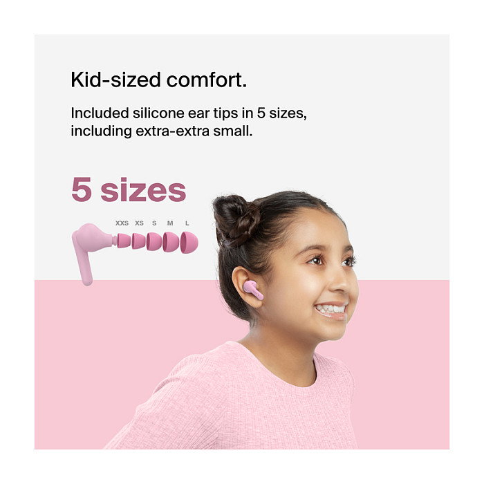 Belkin SoundForm Nano 2 Auriculares Inalámbricos para Niños con Estuche de Carga, IPX5, Bluetooth 5.3, Rosa - Ref. AUC011btPK