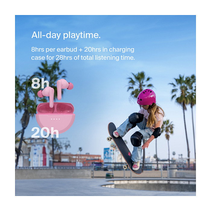 Belkin SoundForm Nano 2 Auriculares Inalámbricos para Niños con Estuche de Carga, IPX5, Bluetooth 5.3, Rosa - Ref. AUC011btPK