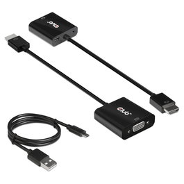 Club 3D Adaptador Activo HDMI 1.4 a VGA (Macho/Hembra) con Salida de Audio, CAC-1510
