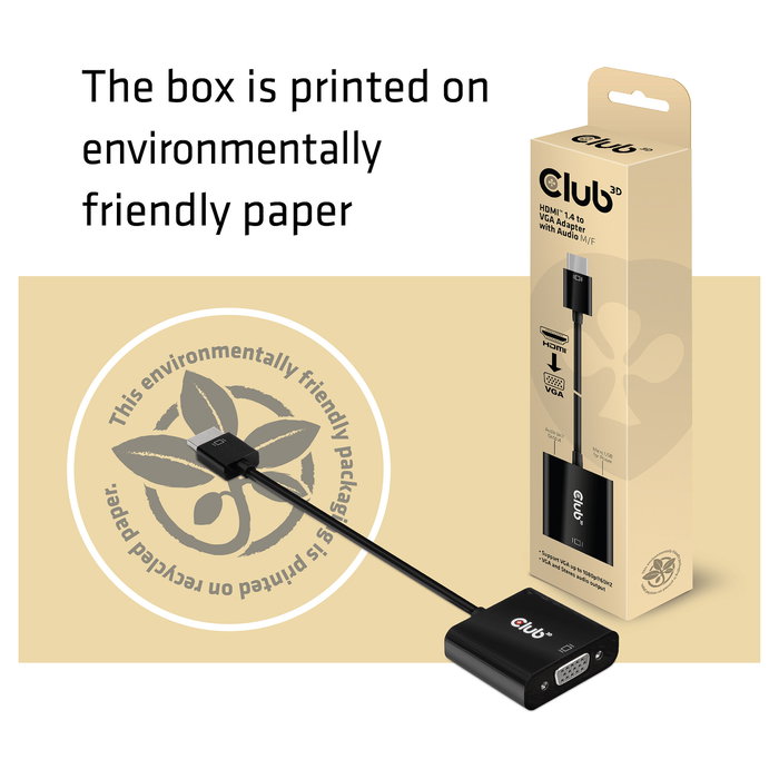 Club 3D Adaptador Activo HDMI 1.4 a VGA (Macho/Hembra) con Salida de Audio, CAC-1510