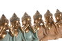 DKD Home Decor Surtido de 6 Figuras de Buda en Resina, Colores Rosa, Verde y Dorado, 11x9x17 cm