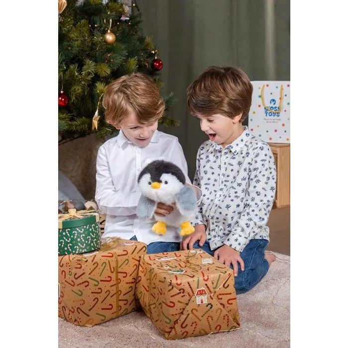 Peluche de Pingüino Floppy Choopy - 22 cm - Negro / Blanco / Gris - Ref. AABOK76105