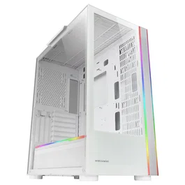 Mars Gaming MC-ULT Caja Torre Gaming E-ATX XXL con Paneles de Cristal Templado Continuo, Diseño Cámara Dual, Soporte Refrigeración Líquida 360mm, Color Blanco