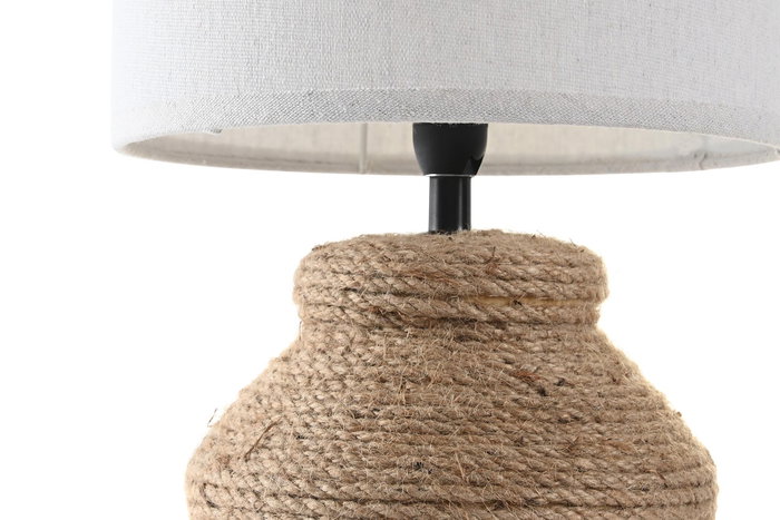 DKD Home Decor Lámpara de Sobremesa Cuerda Gres Marrón