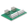 DeLOCK 66994 Adaptador 2 x RJ45 hembra a 2 x bloque de terminales con pulsador para carril DIN