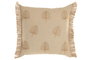DKD Home Decor Cojín de Algodón con Hojas Bordado Beige y Marrón