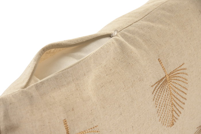 DKD Home Decor Cojín de Algodón con Hojas Bordado Beige y Marrón DKD Home Decor Cojín de Algodón con Hojas Bordado Beige y Marrón