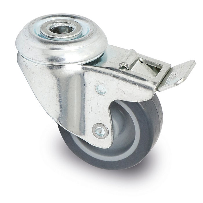 Tente Rueda Giratoria Cross Aro de Goma Ø50 Zincada con Freno Tente Rueda Giratoria Cross Aro de Goma Ø50 Zincada con Freno