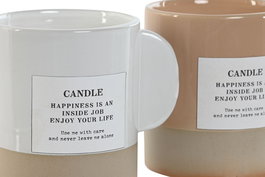 DKD Home Decor Vela Gres Blanco Marron 9 x 10.5 x 11.5 cm (4 Unidades)