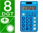 Liderpapel Calculadora Bolsillo XF09 8 Dígitos Solar y Pilas Color Azul 115x65x8 mm