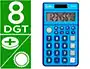 Liderpapel Calculadora Bolsillo XF09 8 Dígitos Solar y Pilas Color Azul 115x65x8 mm