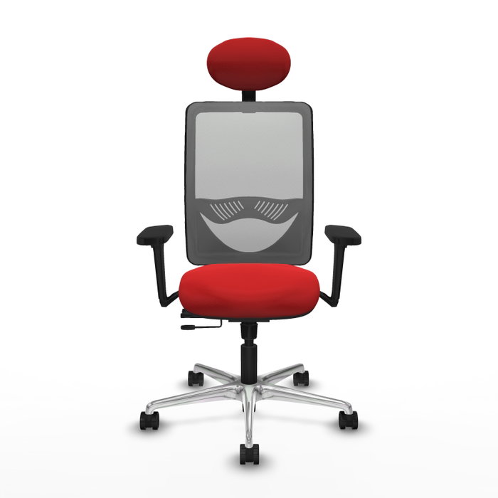 PIQUERAS Y CRESPO Silla de oficina Zulema Roja con Brazos 3D y Malla Gris