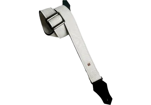 GETM Correa Guitarra Bajo Ariel White Polipiel Nailon Cuero Blanco Ajustable 165cm