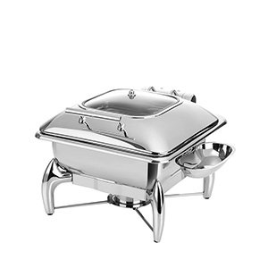 APS Globe Tapa de Cristal para Buffet GN 2/3, 44x41 cm, Capacidad 5.5 Litros, Acero Inoxidable
