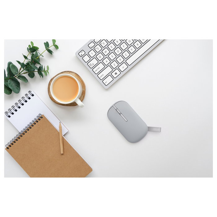 ASUS Marshmallow Mouse MD100 Ratón óptico inalámbrico RF+Bluetooth 1600 DPI Gris