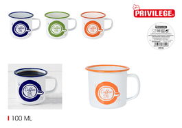 Privilege Mug Esmaltada Blanca con Frases 150ml - 6.8 cm ancho x 8.5 cm largo x 6 cm alto (24 Unidades)
