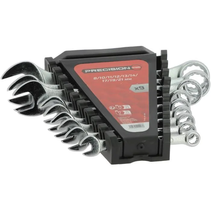 Powertrac 3221322114436 Juego de 9 llaves combinadas con cabezales de caja angulares - ACERO DE PRECISIÓN Powertrac 3221322114436 Juego de 9 llaves combinadas con cabezales de caja angulares - ACERO DE PRECISIÓN