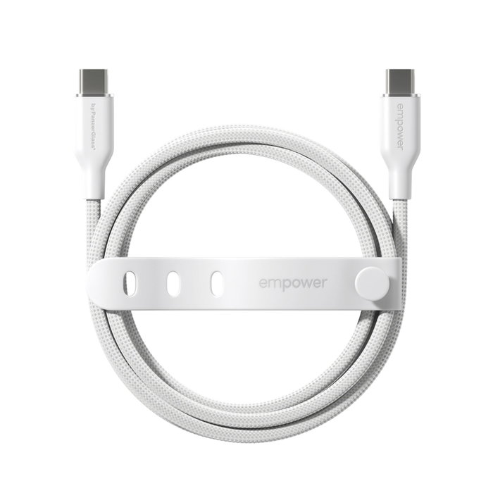PanzerGlass Racing 60W USB-C a USB-C de 2M, Blanco/Plata PanzerGlass Racing 60W USB-C a USB-C de 2M, Blanco/Plata