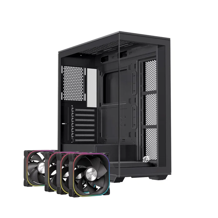Einarex S700 RGB Caja Semitorre con Vidrio Templado y 4 Ventiladores, Negra