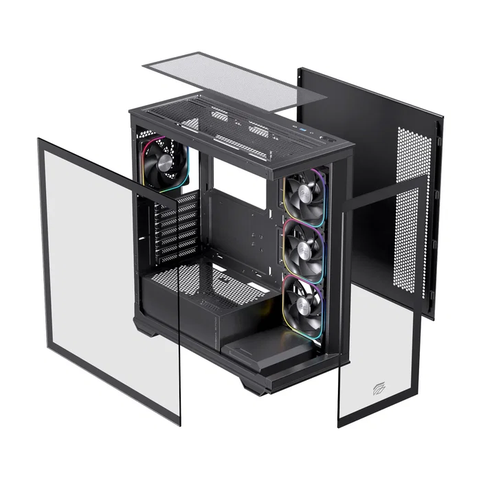Einarex S700 RGB Caja Semitorre con Vidrio Templado y 4 Ventiladores, Negra