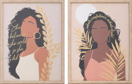 DKD Home Decor Cuadro Lienzo Cristal Mujer Surtido de 2 Modelos (4 Piezas)