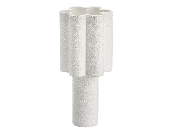 Giftdecor Lámpara Sobremesa Flor Rugoso Blanca Metal y Tela 20 x 20 x 43 cm (Set de 4)