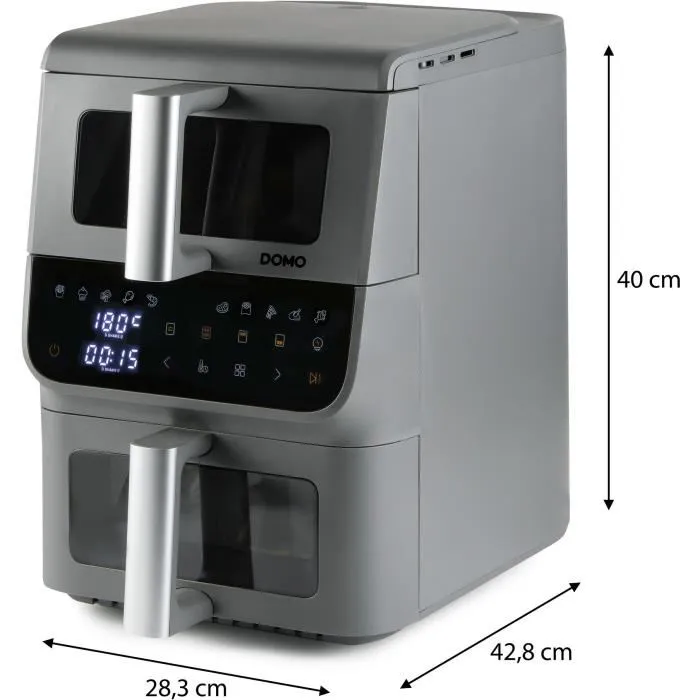 Domo Freidora sin aceite DO550FR Doble depósito 3,5 L + 6,5 L 10 programas 2500 W