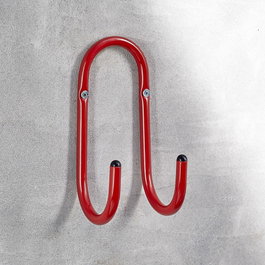 Mottez Gancho doble forrado con tubo rojo, ø 10 mm, 80 x 80 x 160 mm