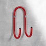 Mottez Gancho doble forrado con tubo rojo, ø 10 mm, 80 x 80 x 160 mm