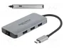 DeLOCK Hub USB 3.2 Gen 1 con 4 Puertos, Gigabit LAN y PD Gris