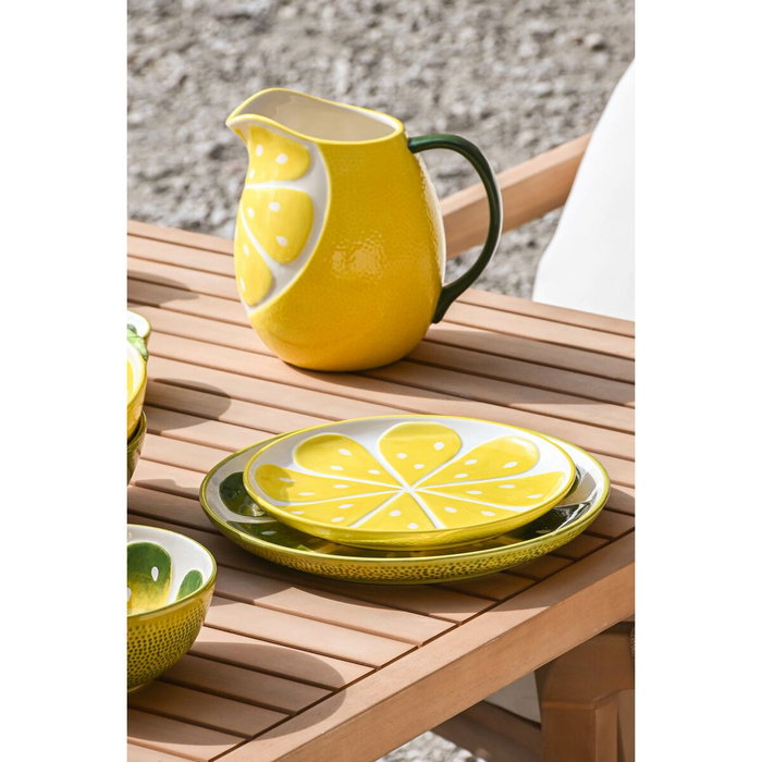 DKD Home Decor Set de 2 Platos de Gres Limón FRUITS 24, 22,5x22,5x2,5 cm DKD Home Decor Set de 2 Platos de Gres Limón FRUITS 24, 22,5x22,5x2,5 cm