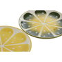 DKD Home Decor Set de 2 Platos de Gres Limón FRUITS 24, 22,5x22,5x2,5 cm