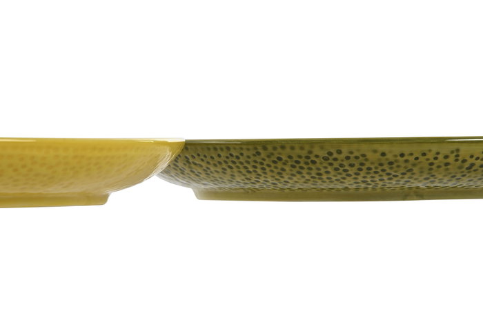 DKD Home Decor Fruits 24 Plato Moderno Mediterraneo Amarillo Verde Gres 22.5 x 2.5 x 22.5 cm (2 Unidades)