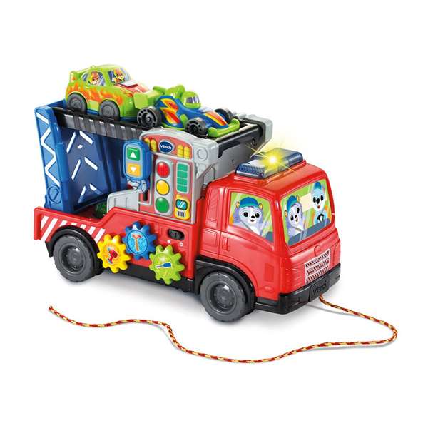 VTech Tráiler Portacoches Carga y Descarga para Niños 1-4 Años, con Sonidos y Luces, Juguete de Plástico en Español