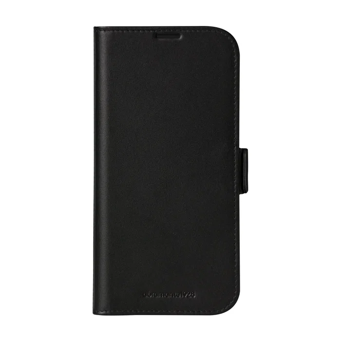 Dbramante1928 Copenhagen Funda Folio de Cuero Negro para Apple iPhone 16 Pro Max, con Soporte, 3 Tarjeteros y Carga Inalámbrica