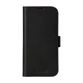 Dbramante1928 Copenhagen Funda Folio de Cuero Negro para Apple iPhone 16 Pro Max, con Soporte, 3 Tarjeteros y Carga Inalámbrica