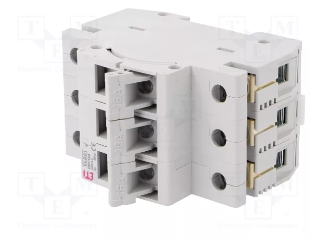 ETI POLAM Interruptor de fusible D01 de 16A 400VAC para raíl DIN de 3 polos