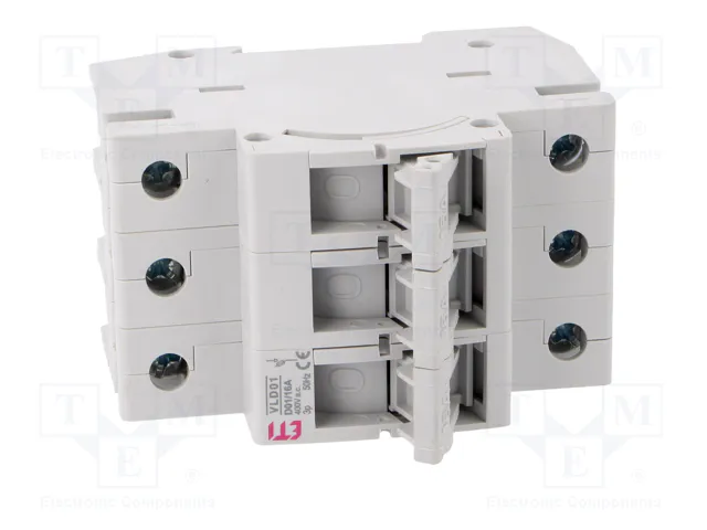 ETI POLAM Interruptor de fusible D01 de 16A 400VAC para raíl DIN de 3 polos