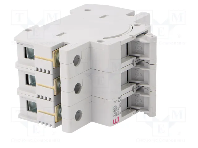 ETI POLAM Interruptor de fusible D01 de 16A 400VAC para raíl DIN de 3 polos