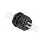 DeLOCK Prensaestopas PG21 para cable redondo con tres entradas, Negro