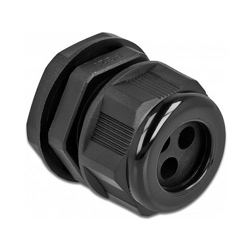 DeLOCK Prensaestopas PG21 para cable redondo con tres entradas, Negro DeLOCK Prensaestopas PG21 para cable redondo con tres entradas, Negro