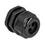 DeLOCK Prensaestopas PG21 para cable redondo con tres entradas, Negro