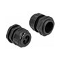 DeLOCK Prensaestopas PG21 para cable redondo con tres entradas, Negro